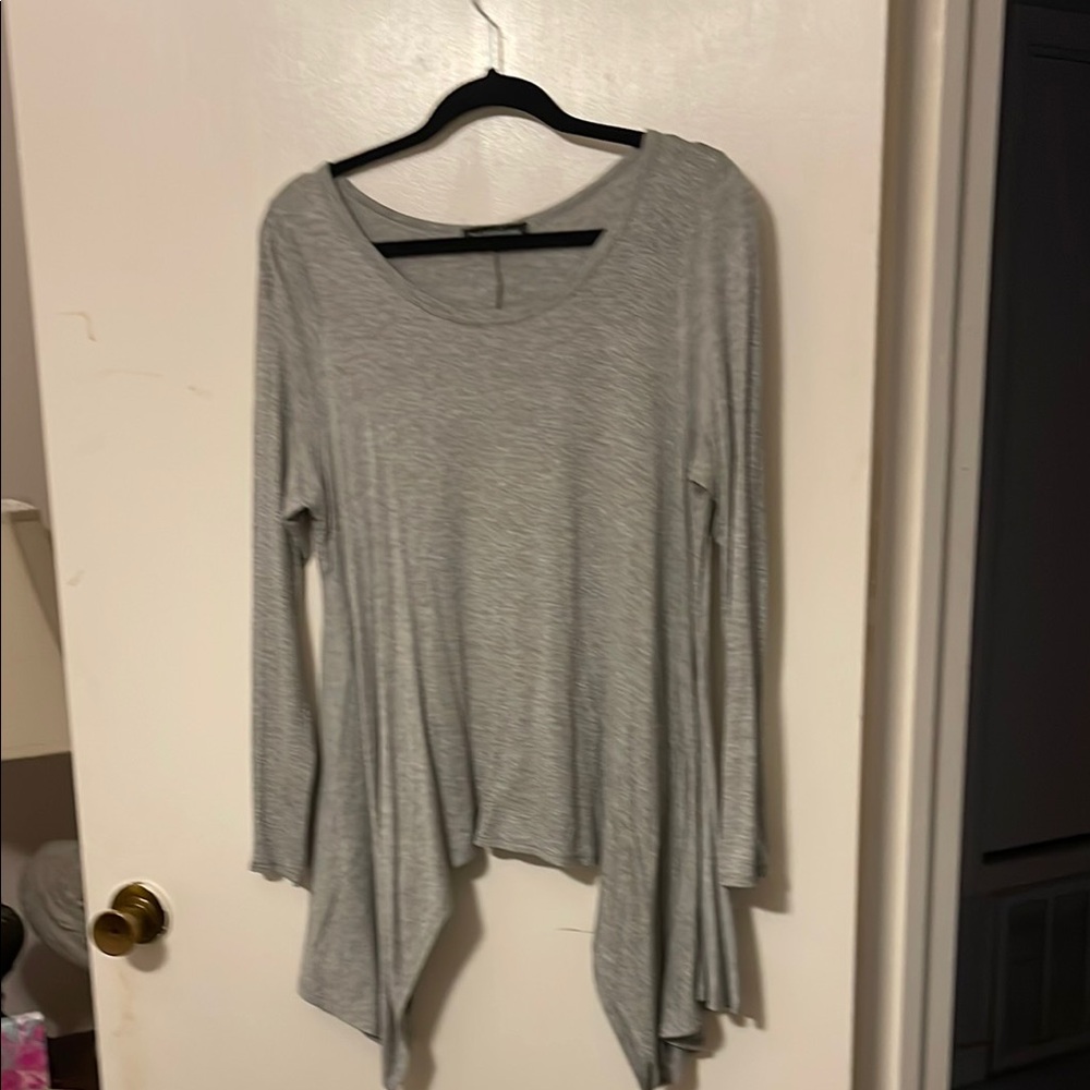 Gray Asymmetrical Tunic with Long Sleeves